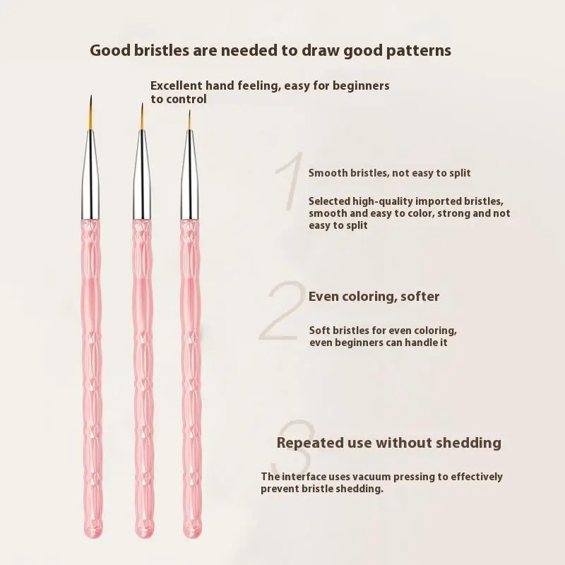 Pour des détails fins pinceau de revêtement de dessin fin vernis Gel UV peinture outil de conception d'ongle 3 pièces/ensemble pinceaux d'art d'ongle pinceau de revêtement d'art d'ongle