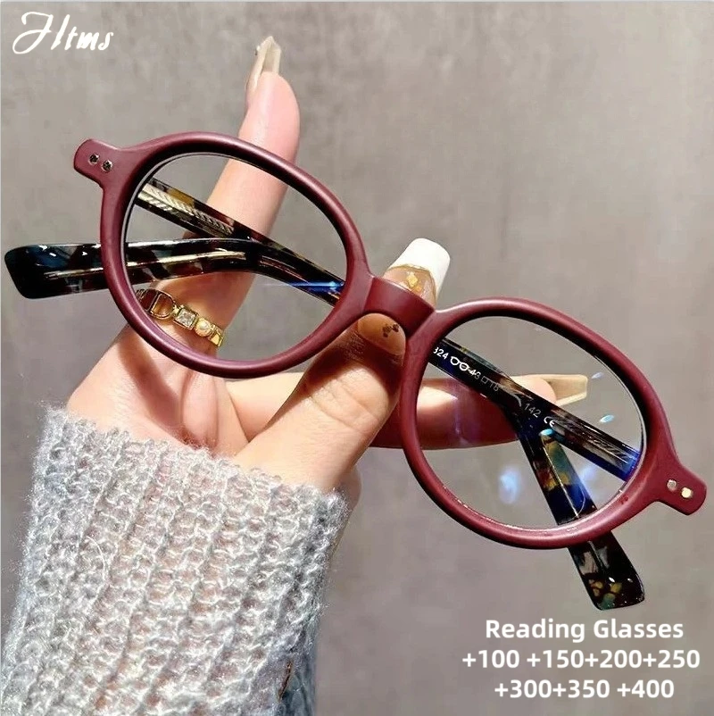 

HTMS Tortoiseshell Oval Frame Reading Glasses with Classic Transparent Lens Design for Men's and Women's Reading Glasses