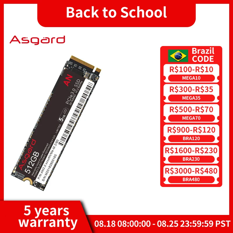 Imagem -06 - Asgard-unidade Interna de Estado Sólido para Laptop Desktop Ssd An3.0 1tb M.2 Nvme Pcie3.0 x4 2280 3300 Mbps