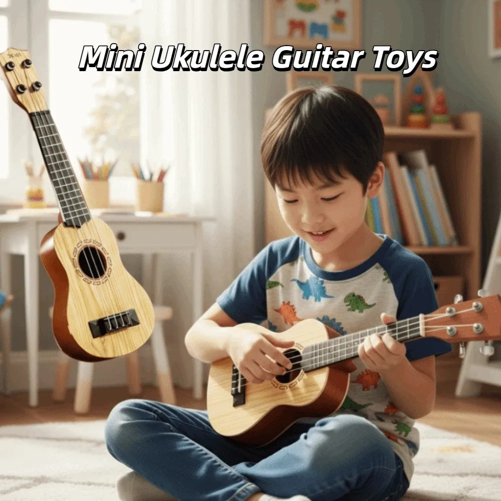 4 Strings Ukulele Musical Instrument Adjustable Knob Classical Simulation Ukulele Playable Educational Musical Play Activity