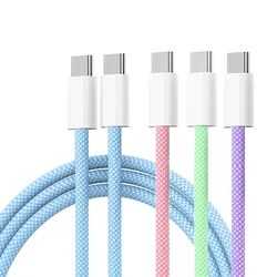 PD 60W USB C to Type C Color Cable Fast Charging For Apple iPhone 15 Pro Huawei Xiaomi Samsung Type C Weaving Cable Accessories