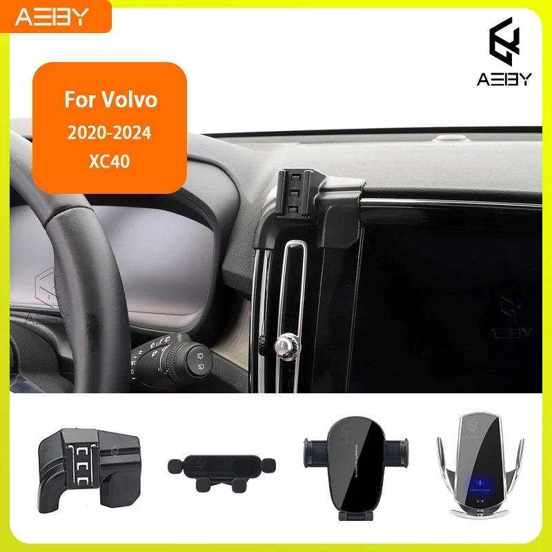 Für Volvo XC40 2020-2024 Handyhalterung Auto-Mobiltelefon-Halterung Spezielle Fixierte Halterung Basis Kabellose Ladestation Innenraum
