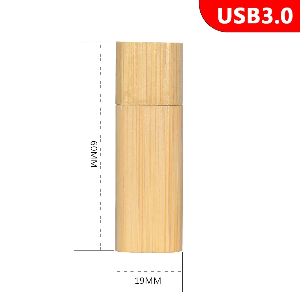 Clé USB 3.0 haute vitesse avec logo personnalisé gratuit, clé USB en bois de bambou, 8 Go, 16 Go, 32 Go, 64 Go, 128 Go, cadeaux, 10 pièces par unité