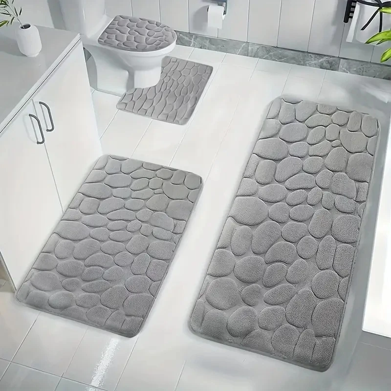 Fall 2023 New 4PC Bathroom Bath Mat Bathroom Blanket Shower Carpet Cover Toilet Lid Floor Mat Bathroom Decoration