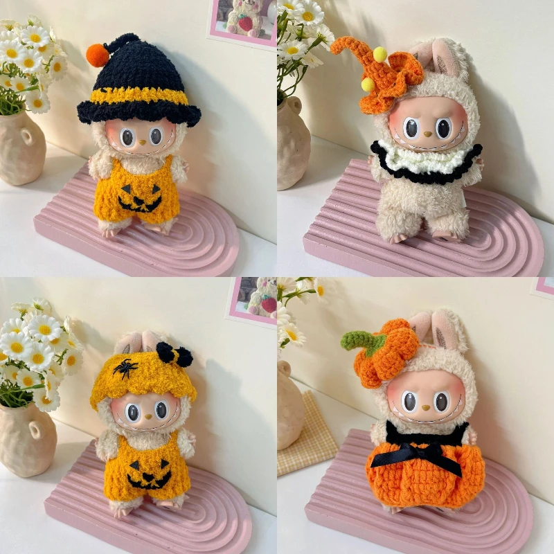 

New Halloween Set Suitable For 17cm Doll Clothes Handmade Crochet Clothes Doll Accessories Festive Atmosphere Doll Decoration