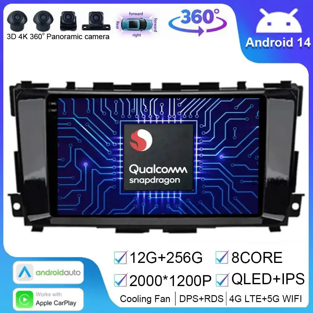 Android 14 For Nissan Teana 3 Altima 5 L33 2013 - 2020 Multimedia Navigation Car Radio Video Player GPS Carplay 5G Wifi DSP Auto