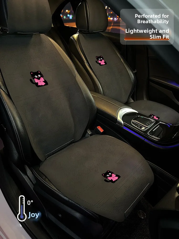 Universal Car  Cushion Thin Breathable Flip Leather Cartoon Cute Ladies Vehicle  Cover Pad Summer Automobile Accessories