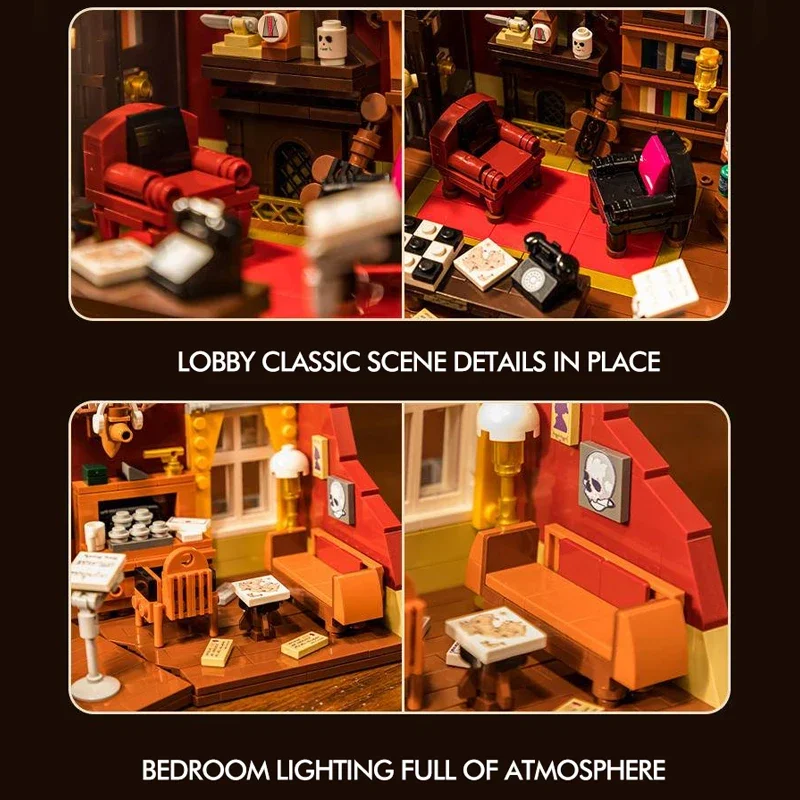 Filme moc sherlock holmes 221b apartamento blocos de construção vista rua salas exibição modelo tijolo quebra-cabeça montagem brinquedos para o presente do miúdo