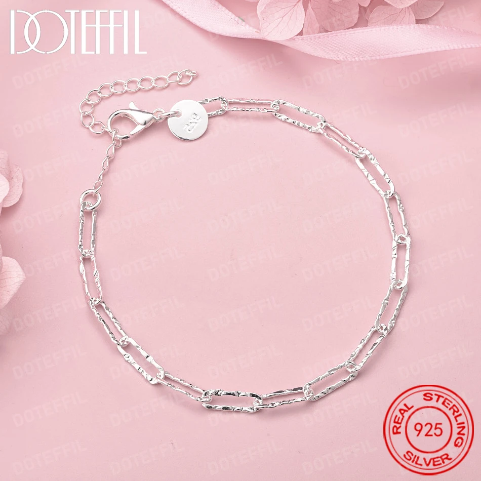 

DOTEFFIL 925 Sterling Silver Simple Bracelet Elegant Minimalist Jewelry for Women