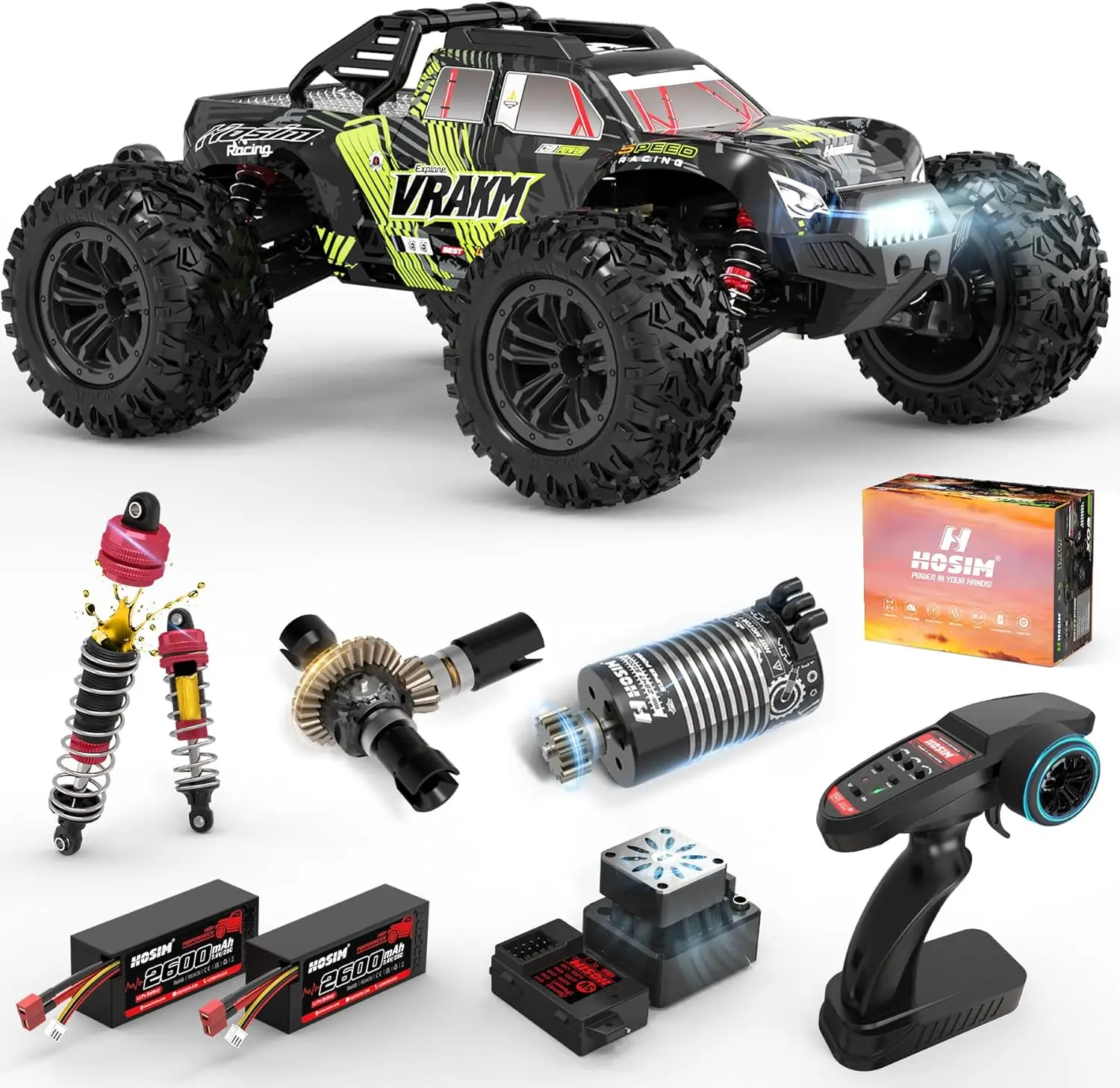 Adult Brushless RC Car, 1/10 Scale Speeds Over 68 KPH, 4-Wheel Drive Off-Road Remote Control Truck, Ready-to-Run Hobby-Grade Waterproof Monster Truck, All-Terrain Toy Gift for Ages 8+