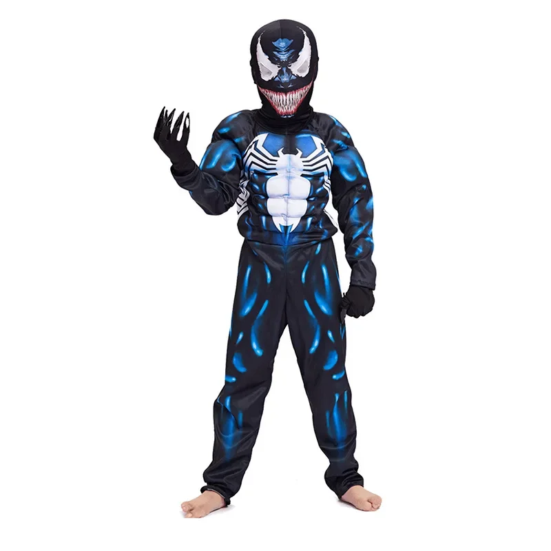 Kids Venom Muscle Costume Cosplay Superhero Suit Disguise Carnival Party Clothing image 2