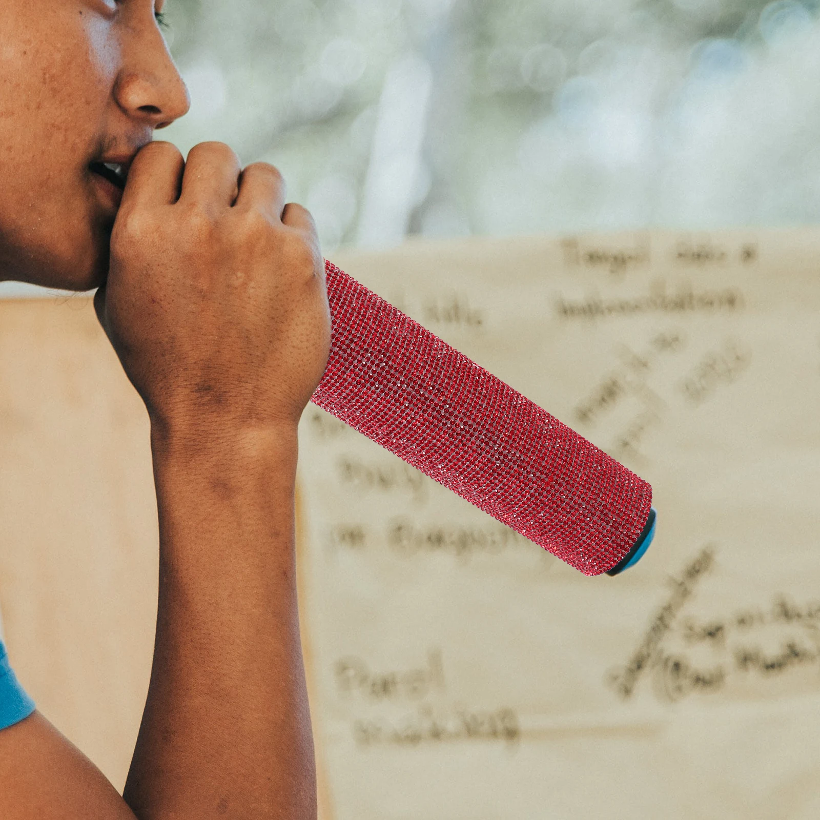 

Wireless Microphone Cover Rhinestone Sleeve Handle Mic Cover Protector Universal Mic Case Pink Sturdy Practical