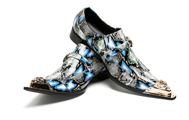 Herrenschuhe aus echtem Pythonleder, formelle Anzugschuhe mit Metallketten-Dekor, luxuriöse Modeschuhe für Frühling und Herbst, Business-Bankett-W – Detail 19