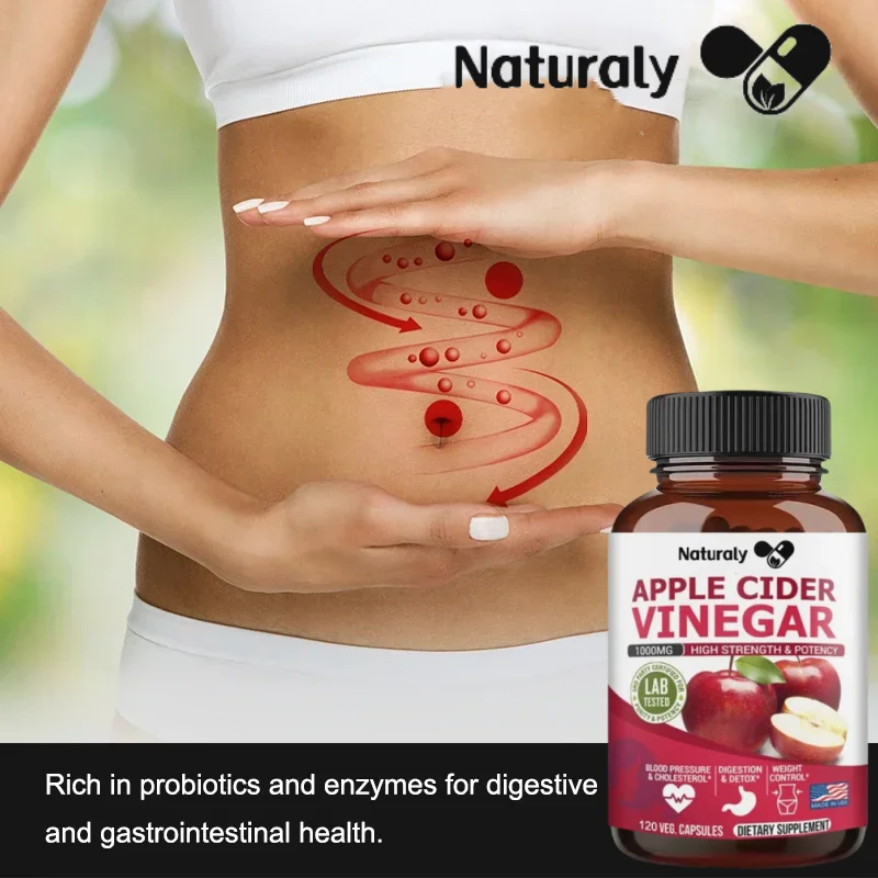 Apple Cider Vinegar Capsules Max 1000mg Natural Raw with Cinnamon Ginger & Cayenne Pepper Detox Vitamin C Supplement