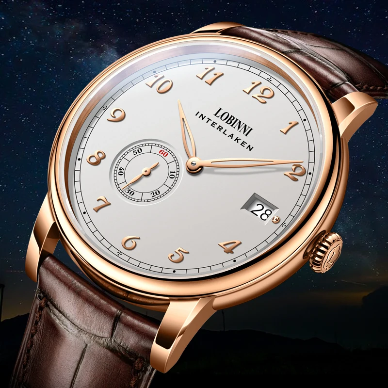 

LOBINNI Luxury Micro-Rotor Movement Design Top Brand 8.5mm Ultra-Thin Sapphire Crystal Glass 5 Bar Men Automatic Watch