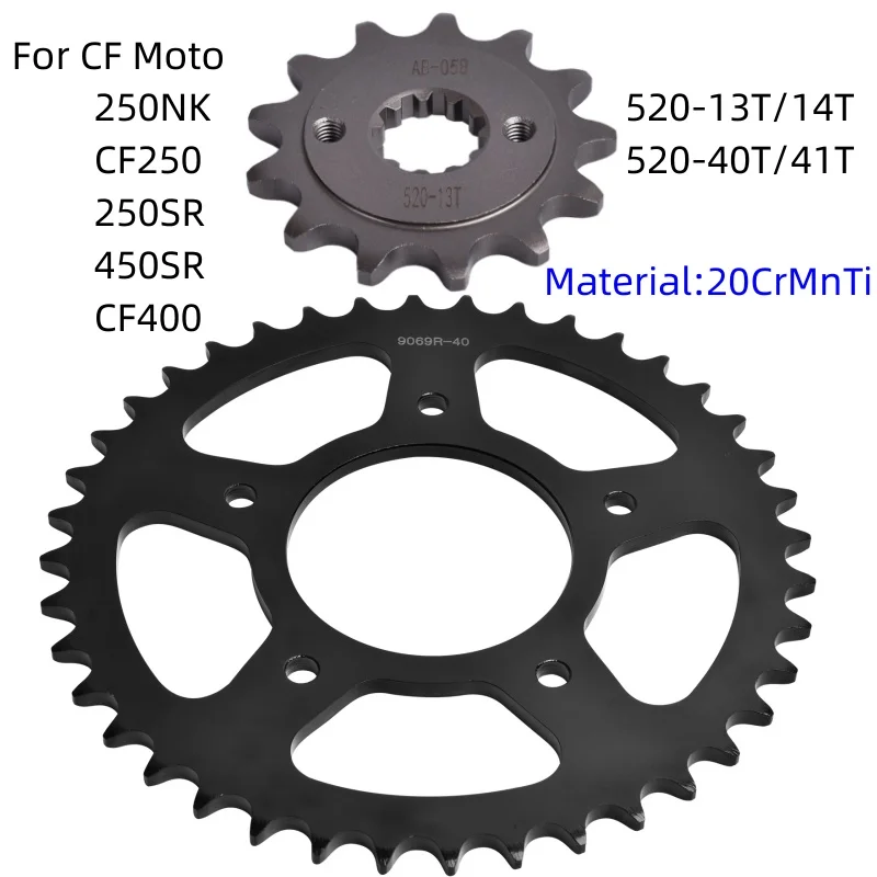 

520-40T/41T/13T/14T Silent Motorcycle Front Rear Sprocket for CF Moto 250NK CF250 250NK CF450 250SR 450SR CF 250 450 SR