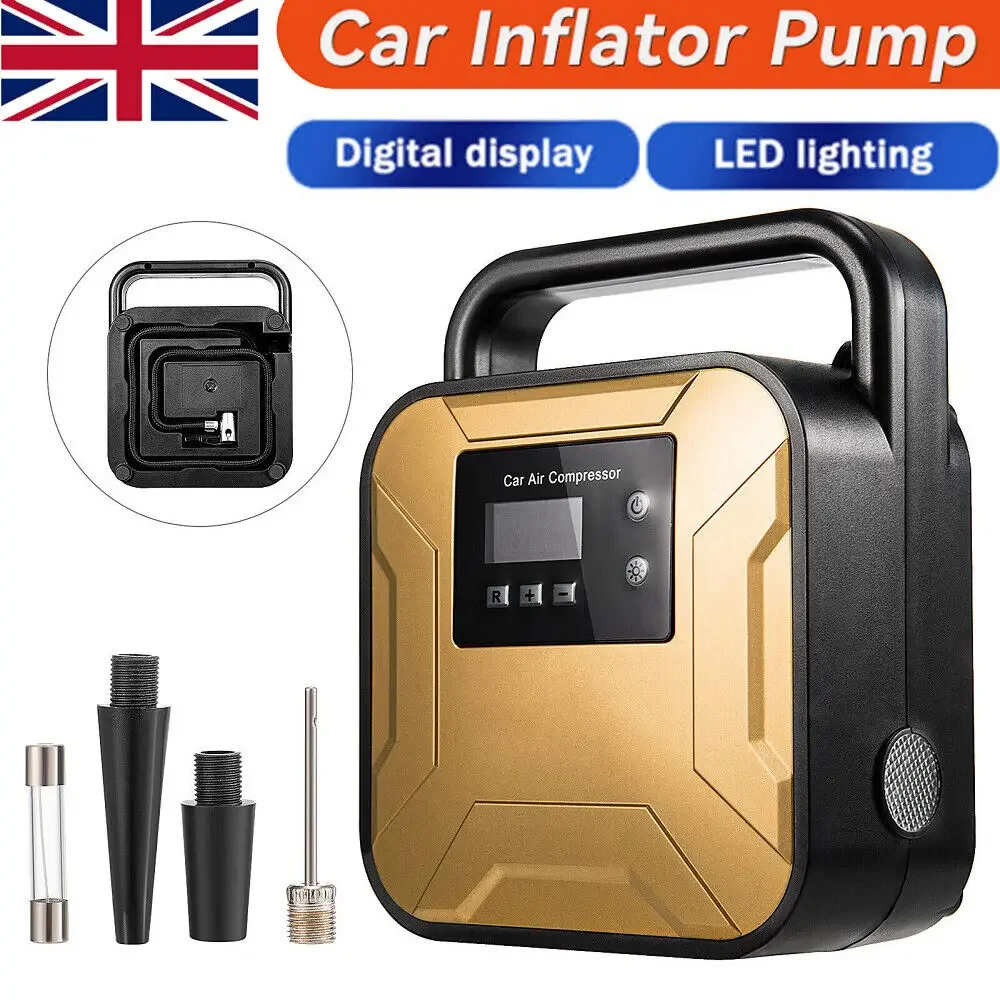 Digital Corded Car Tyre Inflator Pump Portable 150PSI Air Compressor LED Light