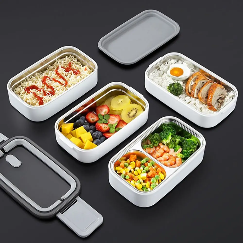

Double -Layer Lunch Box with Compartment Sealed Design Food Storage Container with Handle 304 Stainless Steel