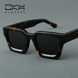 OKH Women Acetate Sunglasses New Fashion High End Luxury Brand Outdoor UV400 Handmade Plate Square Men Retro SUN GLASSES B39
