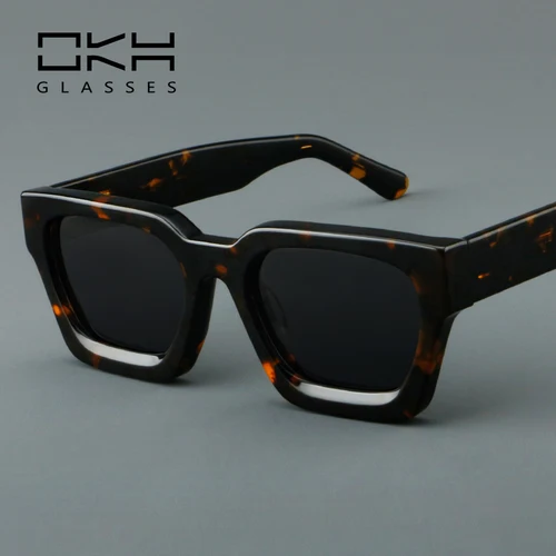 Imagen 1 del producto OKH, gafas de sol de acetato para mujer, nueva moda, marca de lujo de alta gama, para exteriores, UV400, placa hecha a mano, gafas cuadradas para hombre, gafas de sol Retro B39
