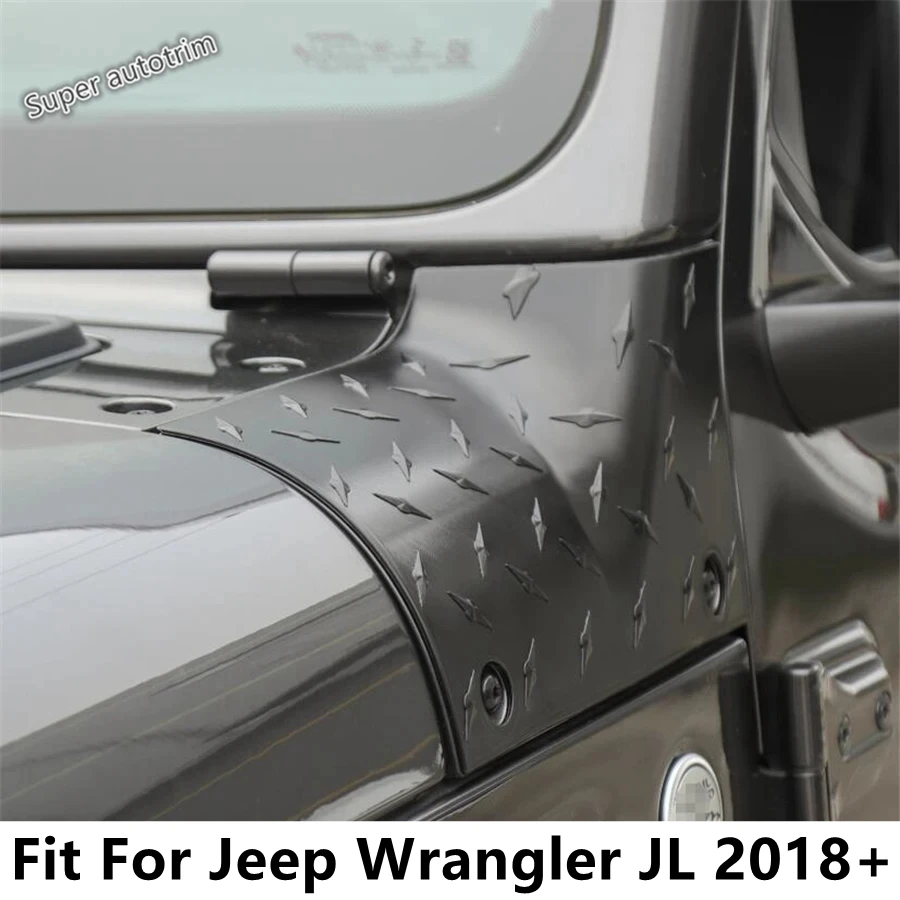 

Car Front Engine Hood Wrap Corner Angle Frame Protection Cover Trim Fit For Jeep Wrangler JL 2018 - 2022 Accessories Exterior