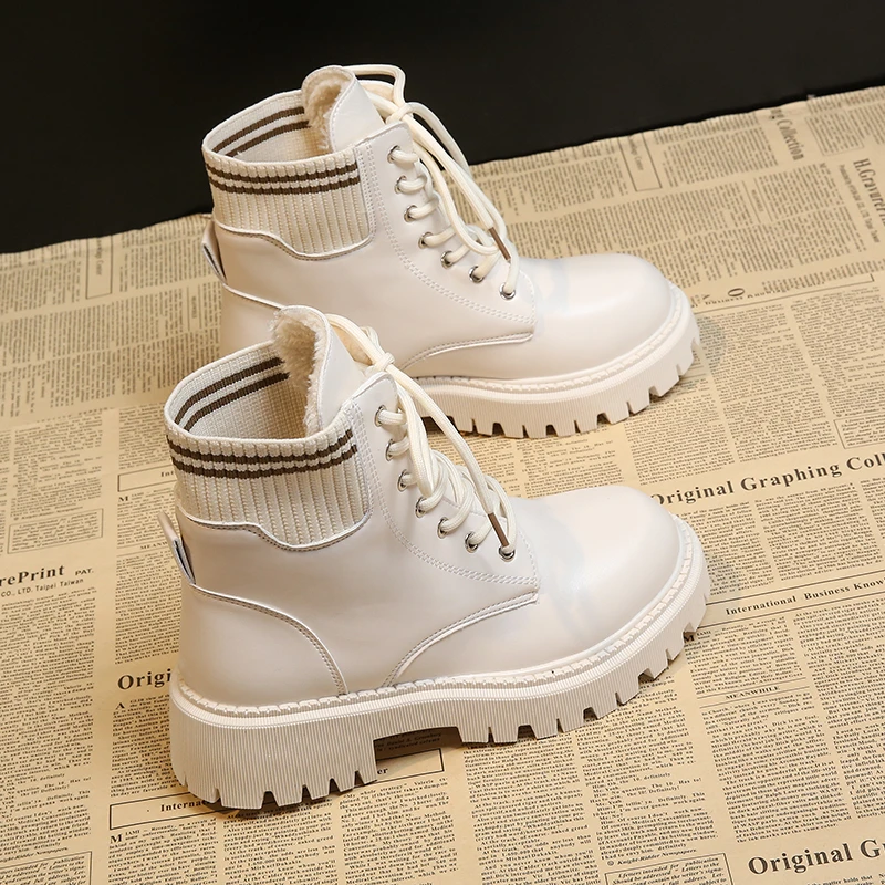 Botas de tornozelo femininas salto grosso cor sólida estilo inverno moda rendas plus size botas de motocicleta casuais confortáveis