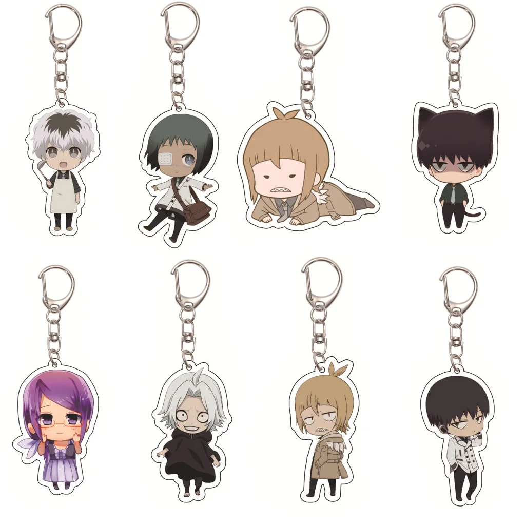 

55MM Anime Tokyo Ghoul Keychain Kamishiro Rize Shirazuginshi Takizawa Seido Kaneki Ken A-OWL Acrylic Keychain Christmas Gifts