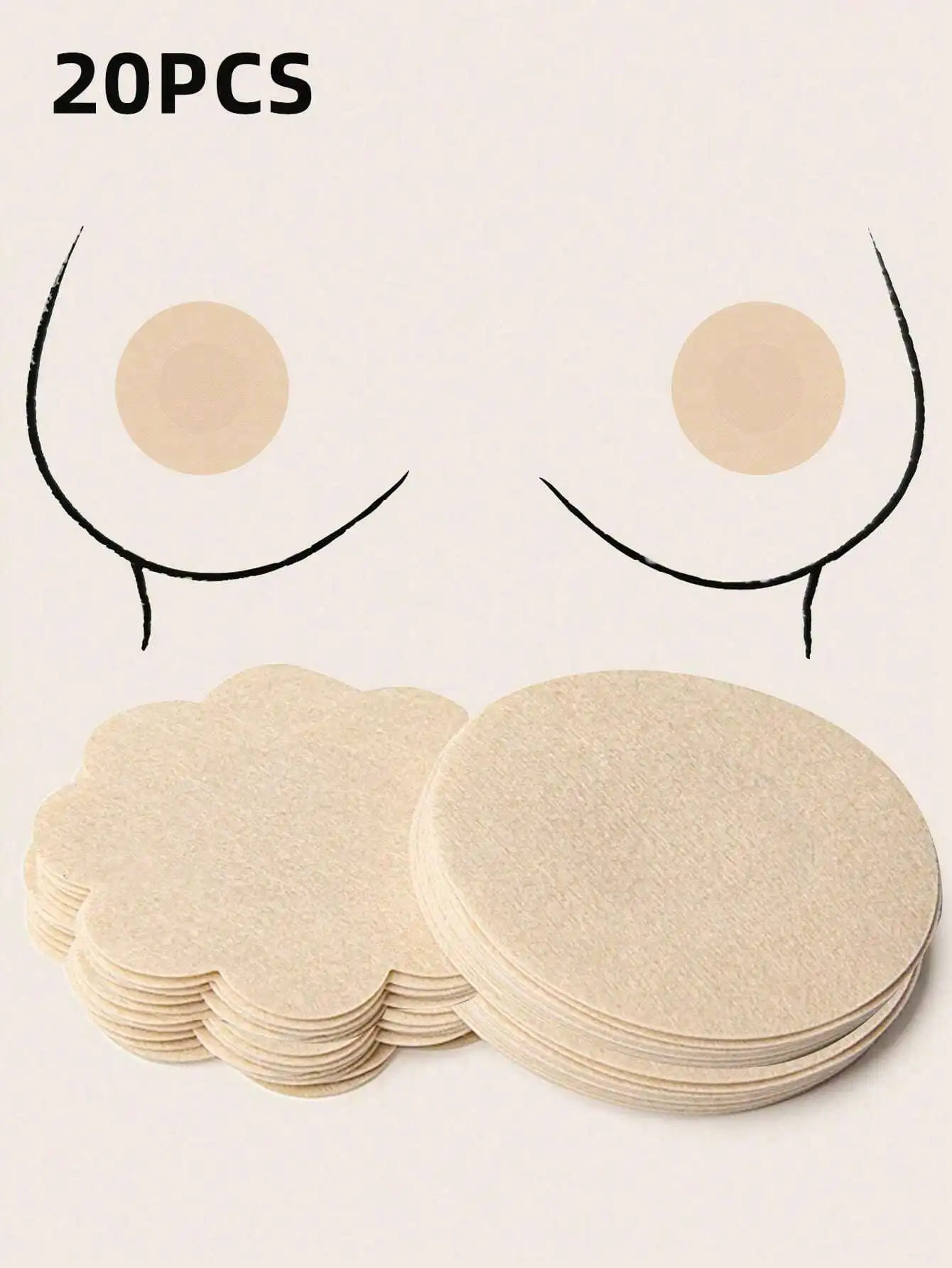 

20pcs Plus Size Large Bust Disposable-Use Elastic Nonwoven Invisible Breast Petals, Ultra Nipple Covers To Prevent Bulging And S
