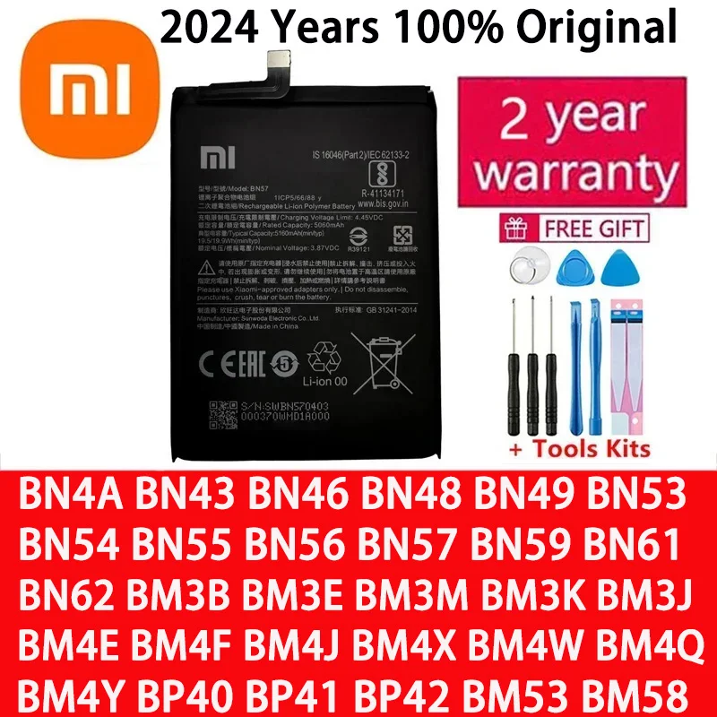 Batterij Voor Xiaomi Mi Redmi Note Pocophone Poco F1 F2 K20 F3 X3 K30 K40 5 6 7 7A 8 8T 9 9A 9T 10 10X 10S 10T 11 11T Pro Lite