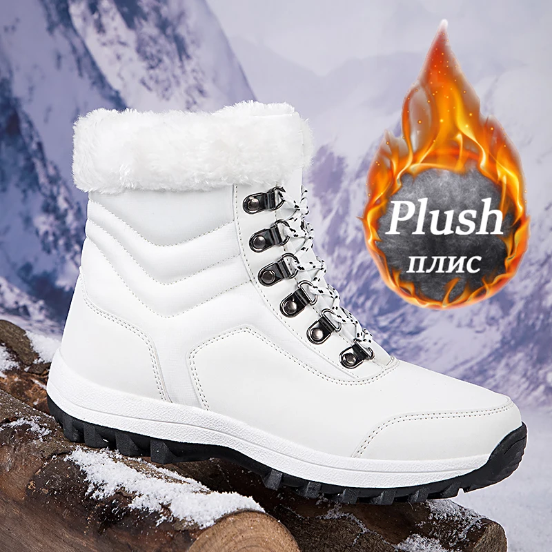 2024 Women Snow Boots Winter Outdoor Thickened Plush Boot Women Fashion Sneakers Warm Thick Sole Snow Non-slip Shoe Cotton Shoes