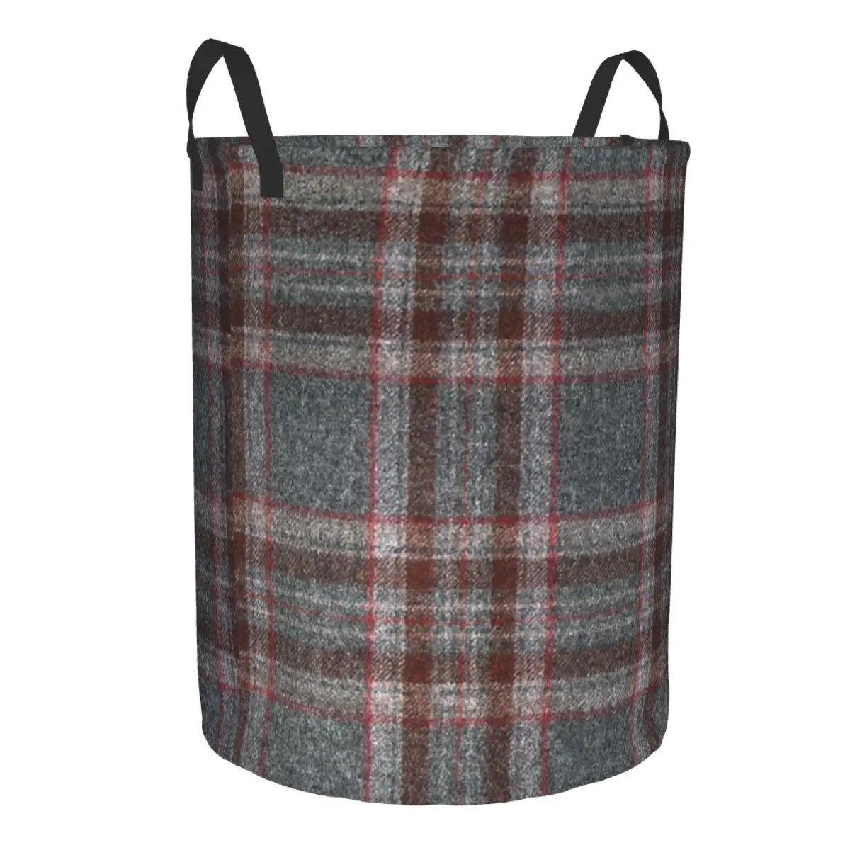 Grey And Red Tartan Laundry Basket Collapsible Plaid Gingham Scottish Tartans Kilt Clothing Hamper Toys Organizer Storage Bins