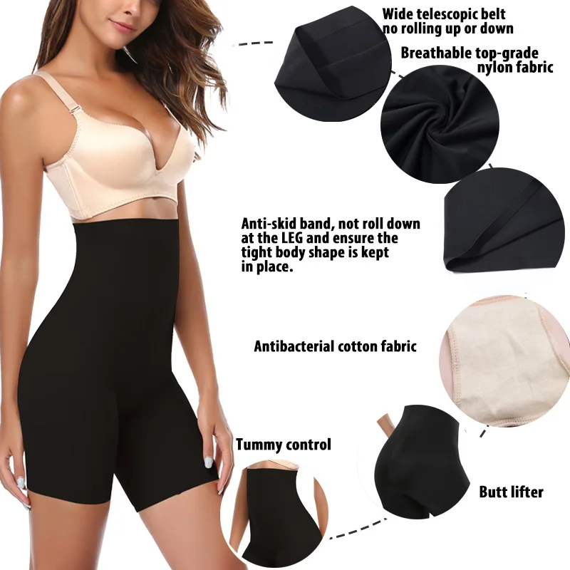 Power-moldeador de cuerpo de cintura alta para mujer, pantalones cortos ligeros de mezcla de algodón, bragas de Control, ropa moldeadora súper