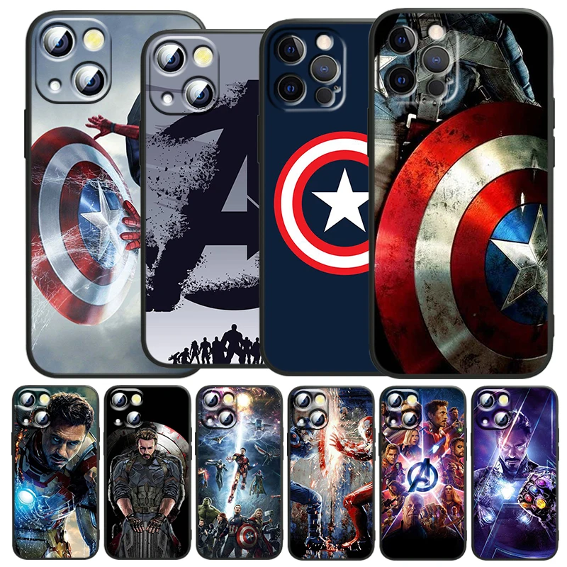 Marvel Spiderman Thanos Man for Apple iPhone 15 14 13 12 Mini 11 XS Pro Max X XR 8 7 6 Plus SE 2020 Black Phone Case Funda Capa