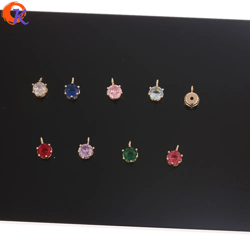 Cordial Design 100Pcs 6*8MM Jewelry Accessories/Earring Findings/CZ Connectors/Round Shape/DIY Charms/Hand Made/Jewelry Making