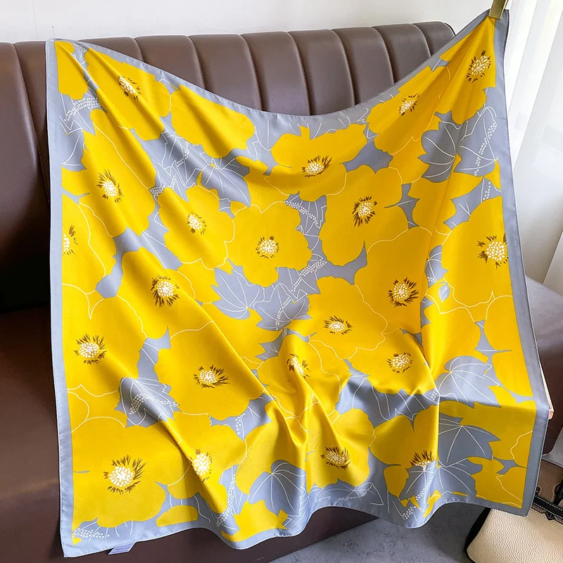 Design Twill Silk Square Scarf Women Luxury Brand Hijab Scarves Headband Foulard Ladies Shawl Wrap Echarpe Foulard Bandana 2024