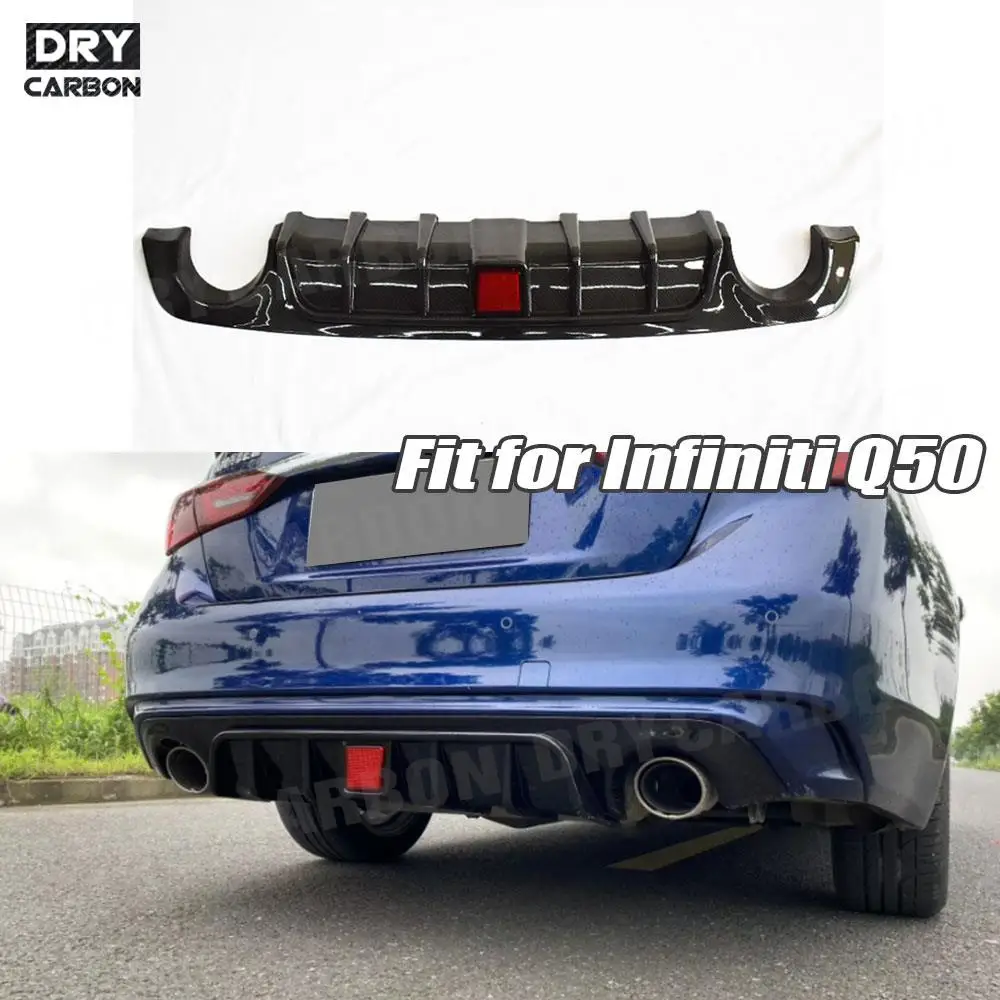 

Rear Bumper Lip Diffuser With LED Brake Light for Infiniti Q50 2018 2019 Gloss Black Rear Lip Replacement Accessories