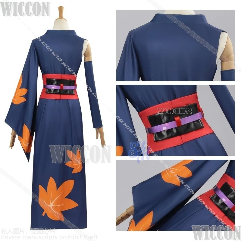 Tsukuyo تأثيري أنيمي كينتاما جيرسي مثير عالية الشق ثوب الكيمونو الياباني مابل ليف نمط فستان Kawaii هالوين كوميك كون لعب الأدوار