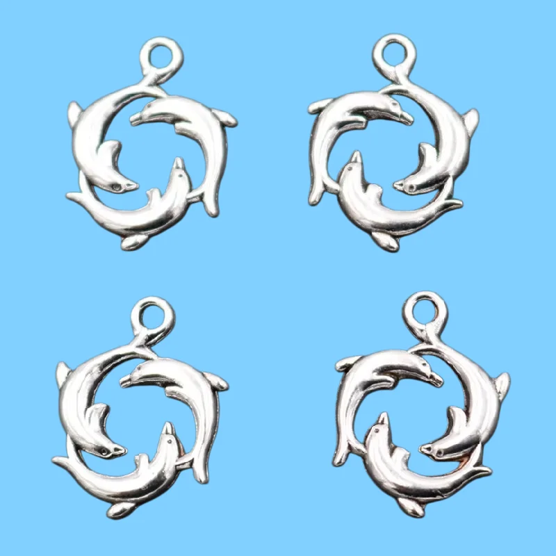 20pcs Popular Charms Three Dolphin 20 * 16mm Silver Plated Pendants Metal Jewelry Making DIY Handmade Craft A2074