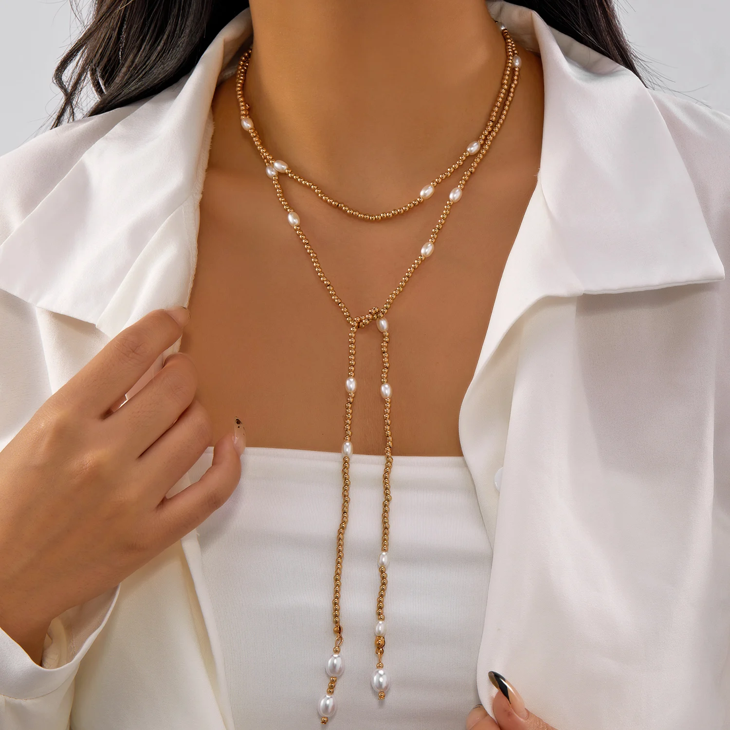 2026 neue kreative Hip-Hop unregelmäßige CCB lange Halskette für Frauen Mode super Licht Y-förmigen Anhänger Halskette Schmuck Geschenk – Detail 6