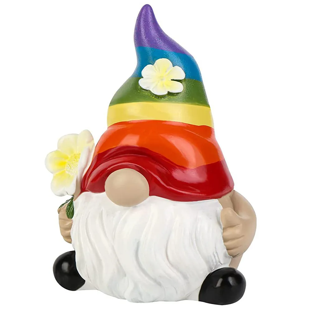 Garden Gnome Resin Statue Bright Colorful Cute Lawn Decor Outdoor Table Pond Yard Decorative Ornament Garden Adornment