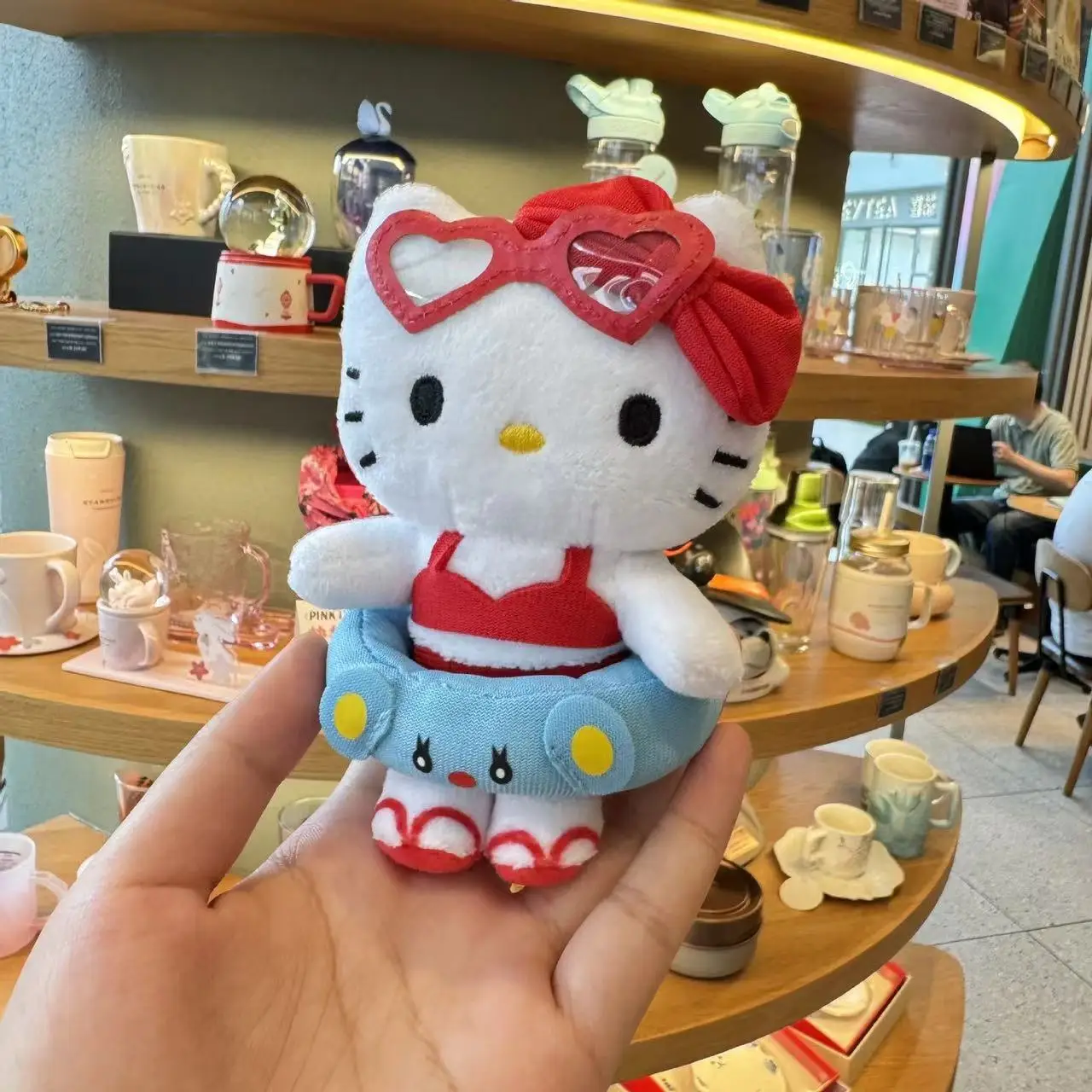 Новый Sanrio Kitty Love мультфильм гавайское кольцо для плавания плюшевая кукла кулон, открытый верхний рюкзак кулон брелок подарочная игрушка, награда