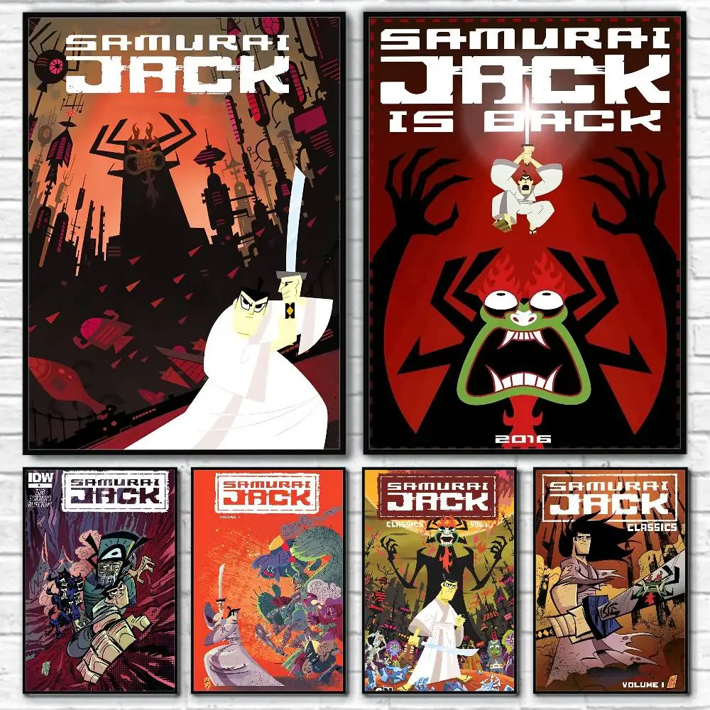Filme s-samurai jack cartaz auto-adesivo para casa quarto decoração de casa adesivos de alta qualidade pintura arte da parede