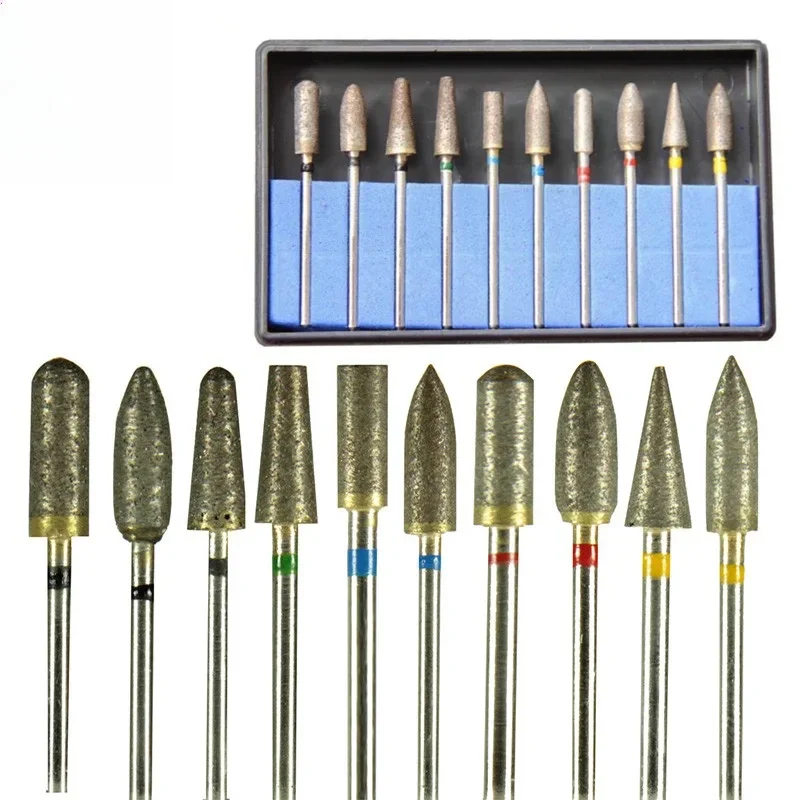 10Pcs Dental Polishing Burs Set Fully Sintered Diamond Grinding Bur Kit 2.35mm HP Shank for Dental Lab Zirconia Ceramic