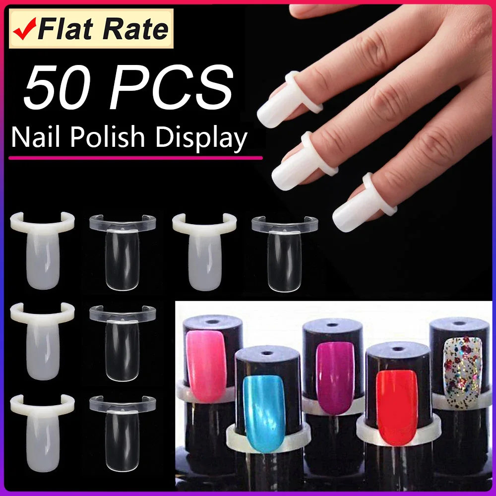 

50 Pieces Nail Polish UV Gel Color Swatch Pops Display Card Natural Nail Art Ring Style Nail Chart Tips Full Nails