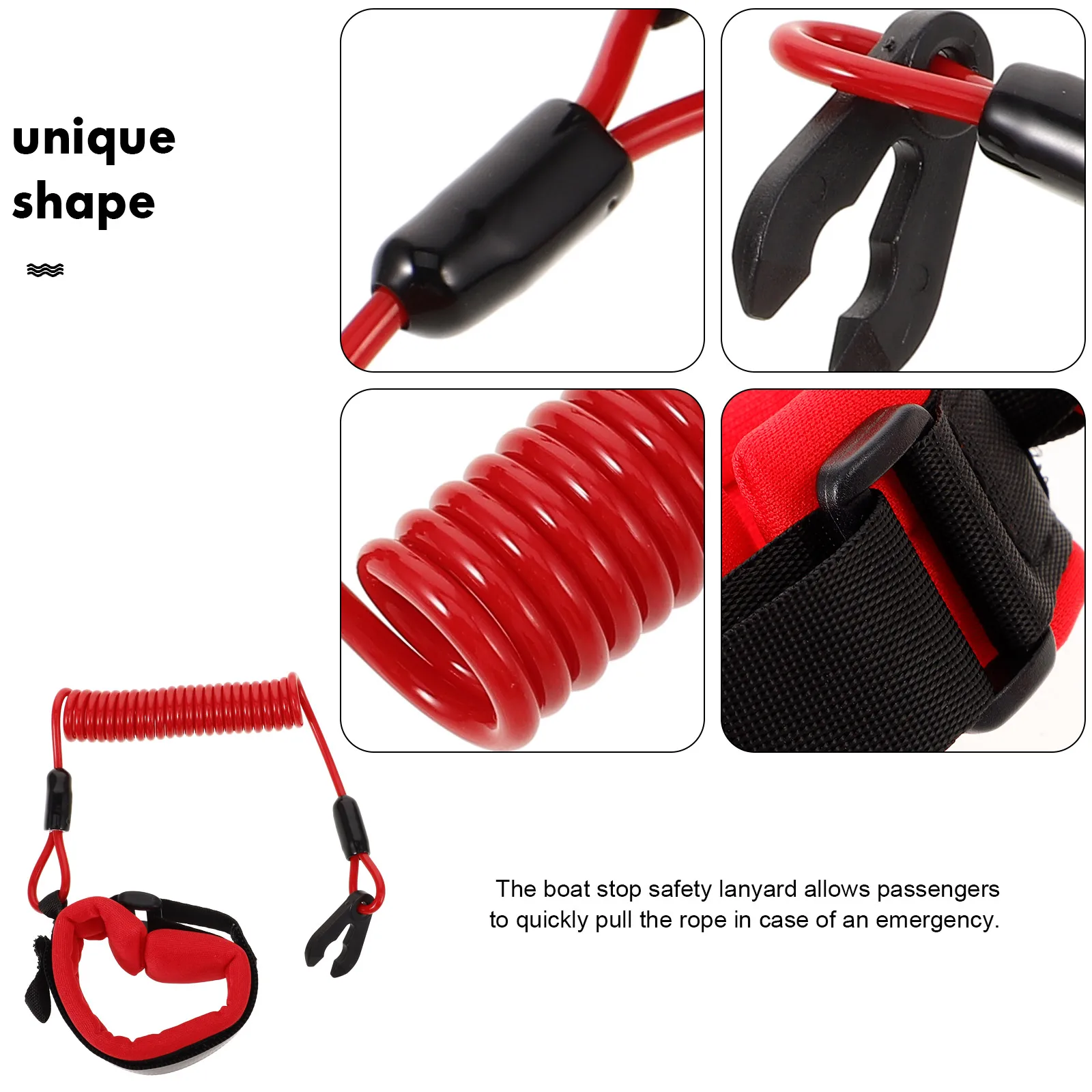 

Flameout Rope Boat Engine Lanyard Safety Cord Motor Emergency Coiled Lanyards for