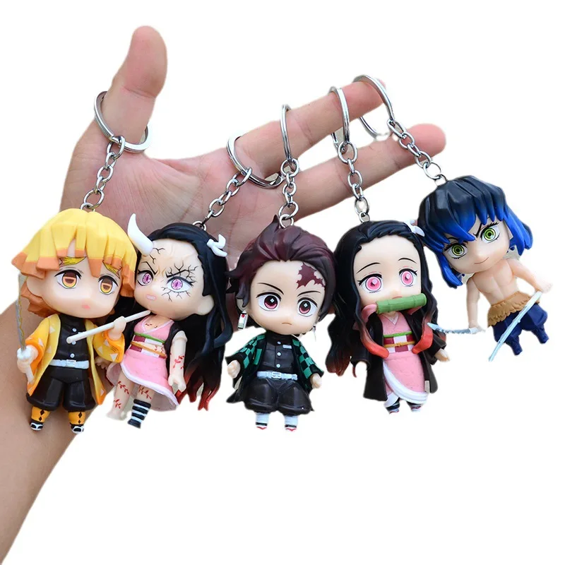 Cartoon Anime Demon Slayer PVC Keychains Kimetsu No Yaiba Figure Tomioka Giyuu Rengoku Kyoujurou Figure Toys Gifts