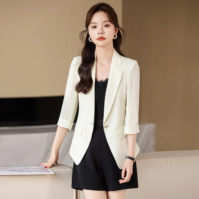 

Women's Autumn and Winter Vintage Casual Short Blazer Coats Commuting Solid Color Loose Single Breasted Suit Jackets for Woman