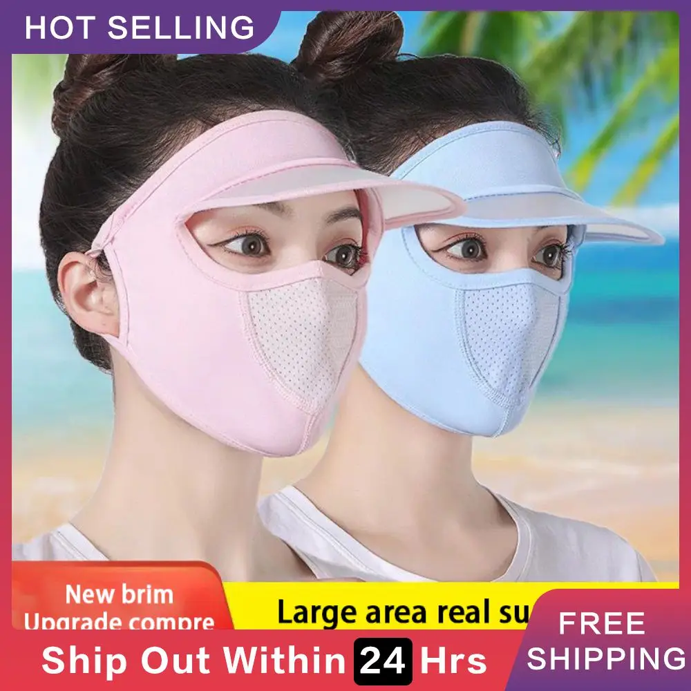 Sun Protection Adjustable Female Anti-ultraviolet Men's Caps Lens Mask Detachable For Riding Dust-proof