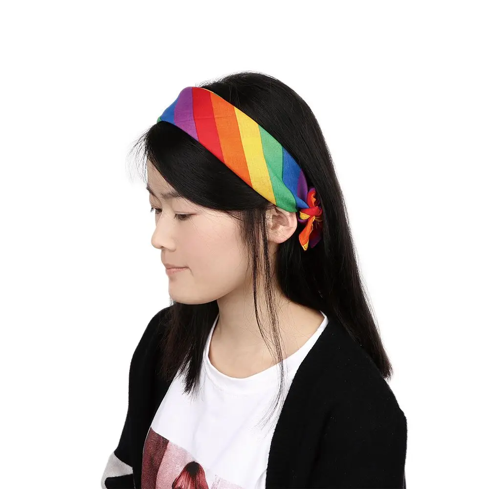 Hair Decoration Yoga Rainbow Coloured Bandanas Hair Accessories Sweat-absorbent DIY Hair Band Turban Headband Headwear