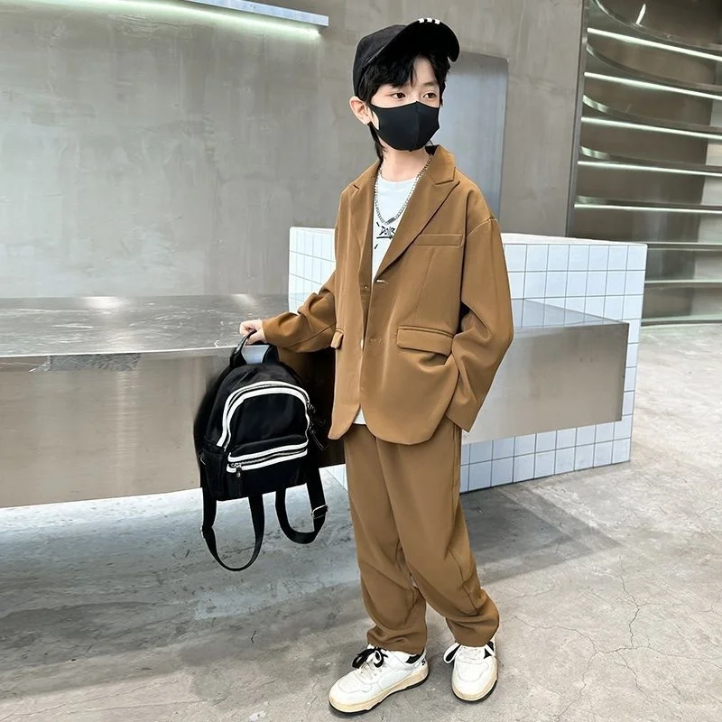 Abiti da ragazzo, giacche formali + pantaloni di alta qualità, set da 2 pezzi di nuovi prodotti del 2025, abbigliamento per bambini primaverili e autunnali 5-14T